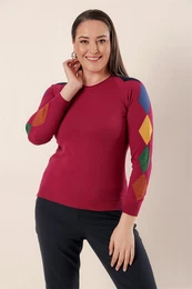 By Sayg Sleeves Arrangement Uzorak sprijeda kratka lea duga plus veliina akrilni demper fuksija.