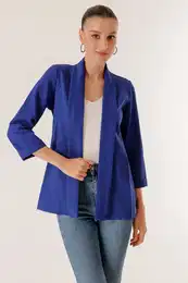 By Sayg Lycra Double Sleeve Fabric Short Jacket with Shawl Collar Width Length.
