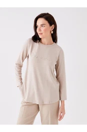 Crew Neck Embroidered Long Sleeve Women's T-Shirt