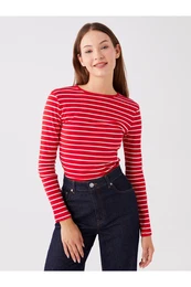Crew Neck Striped Long Sleeve Women's T-Shirt