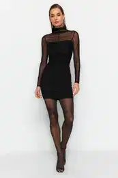 podloena rni til elegantna veerna obleka