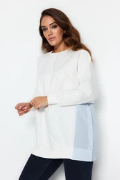 Ecru Oversize Woven Piece Knitted Tunic