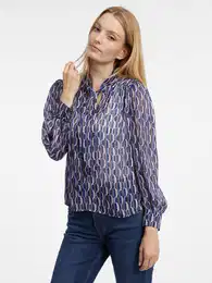 Blue Ladies Patterned Blouse - Women