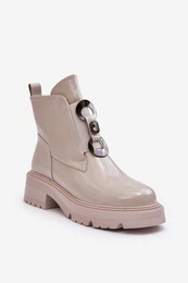Women's Lacquered Boots with Light Ornament Gray SBarski