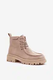 Women's Trapper Boots with Zip Beige Apolosi