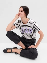 Striped T-shirt with logo - Women's