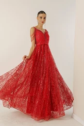 Avtor Sayg obloen s kroglicami, bleice Flocked Print Dolga obleka