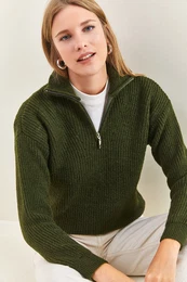 Dmsk rolk na zip Oversize pleten svetr