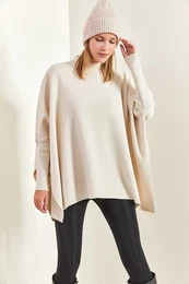 Women's Basic Elastic Sleeve Oversize Poncho