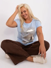 Svtle modr blza plus size s potiskem
