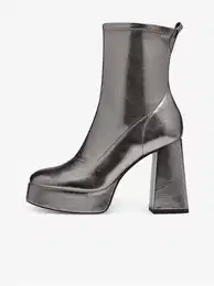 Women's Heeled Ankle Boots in Silver - Women