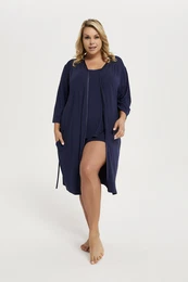 Women's Song Bathrobe with 3/4 Sleeves - Navy Blue