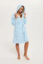 Misti women's long-sleeved bathrobe - blue