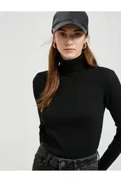rebrasta pletenina pulover Turtleneck kamir teksturiran