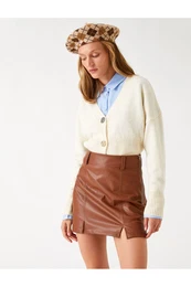 Crop Cardigan V-vrat z gumbi