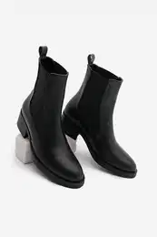 Women's Elastic Side Band Casual Boots Espato Black