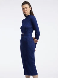 Navy Blue Women's Knit Midi Dress - Women's