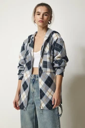 Happiness stanbul Women's Gray Tasseled Hooded Fleece Sweatshirt