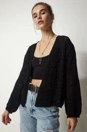 Happiness stanbul Dmsk ern prolamovan prolamovan strukturovan plet Cardigan