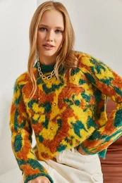 Women's Rose Gold Pearl Stone Embroidered Knitwear Sweater