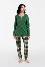 Women's pajamas Asama long sleeves, long legs - green/print