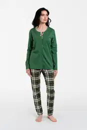 Women's pajamas Asama long sleeves, long legs - green/print