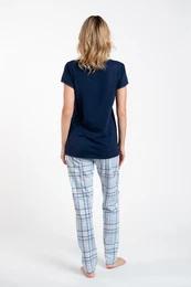 Glamour women's pyjamas, short sleeves, long pants - navy blue/print