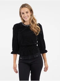 Black Women's Velvet Blouse - Women's
