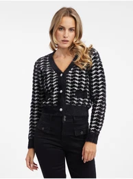 White and Black Women's Patterned Cardigan - Women's