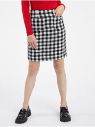 Women's White and Black Plaid Skirt - Women