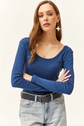 Women's Indigo Wide Collar Camisole Blouse