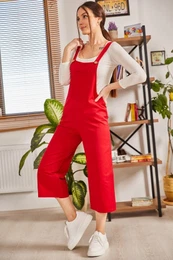 Women's Light Red Gardening Jumpsuit