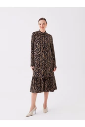 Patterned Long Sleeve Women's Shirt Dress