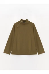 Half Turtleneck Plain Long Sleeve Women's Sweater