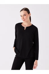 Crew Neck Plain Long Sleeve Women's Blouse