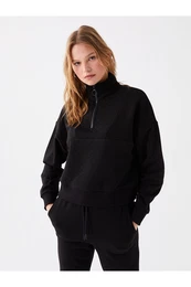 Lcw Stand Collar Self-Patterned Long Sleeve Oversize Women's Sweatshirt