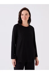 Crew Neck Stone Printed Long Sleeve Women's Blouse
