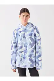 Women's Patterned Long Sleeve Oversize Plush Hoodie