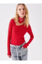 Boat Neck Straight Long Sleeve Women's Snap-On Body