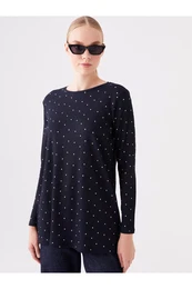 Women's Crew Neck Polka Dot Long Sleeve Tunic