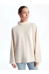 High Collar Plain Long Sleeve Women's T-Shirt