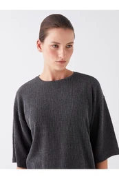 Crew Neck Plain Oversize Women's Blouse