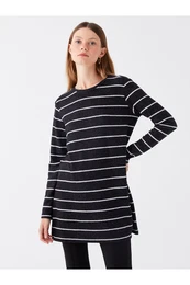 Crew Neck Striped Long Sleeve Women's Tunic