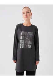 Crew Neck Printed Long Sleeve Women's Tunic