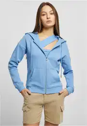 Women's Organic Terry Zip-Up Hoodie Horizontal Blue