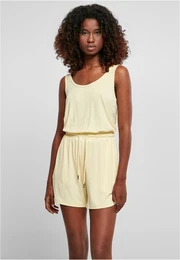 Women's modal jumpsuit with short sleeves, soft yellow