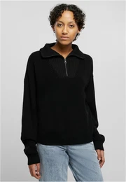 Women's Oversized Knit Troyer - Black