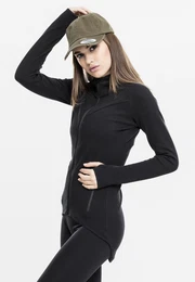 Women's sports hooded sweatshirt with Interlock zipper, black