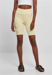 Women's High Waist Tech Mesh Cycle Shorts, Soft Yellow