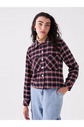 Patterned Long Sleeve Crop Women's Shirt Jacket